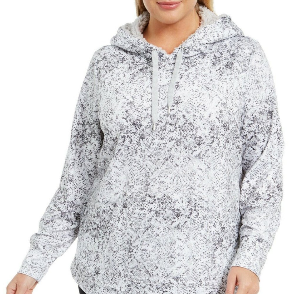 Ideology Snake-Print Rounded-Hem Hoodie